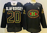 Men's Montreal Canadiens #20 Juraj Slafkovsky 2022 Black Warm Up History Night Stitched Jersey,baseball caps,new era cap wholesale,wholesale hats